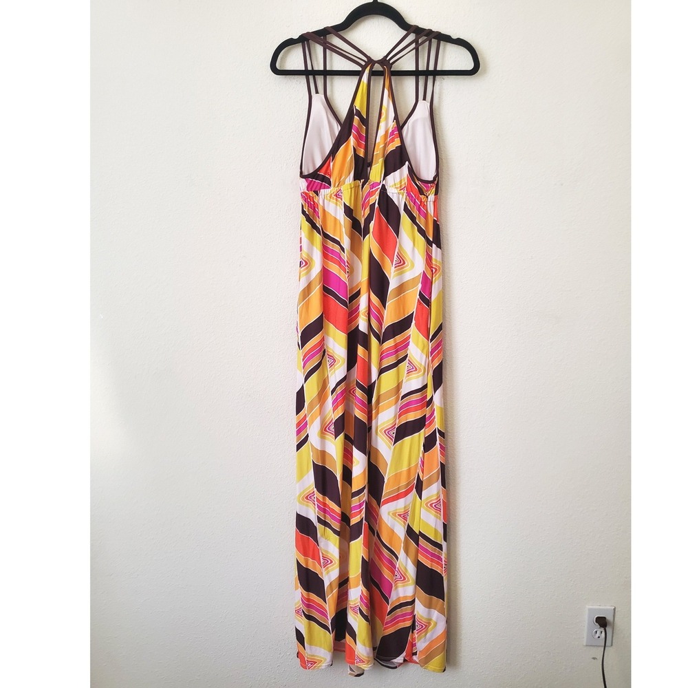 Trina Turk Womens Retro Print Maxi Dress Strappy Racerback Resort Wear L - Picture 9 of 11